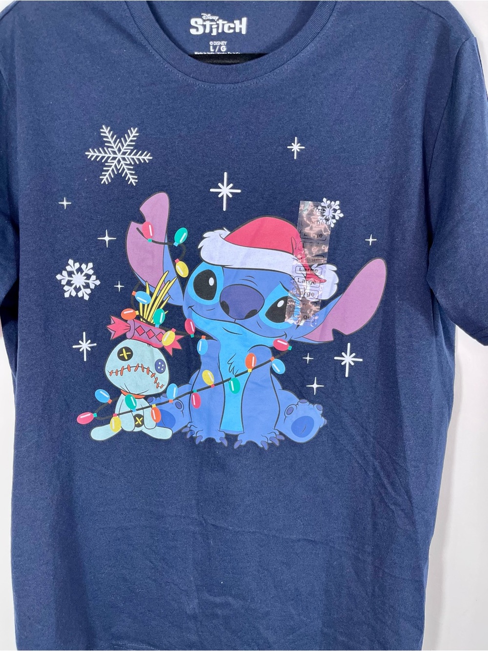 Disney Navy Stitch Holiday Lights Graphic Tee - Picture 5 of 6